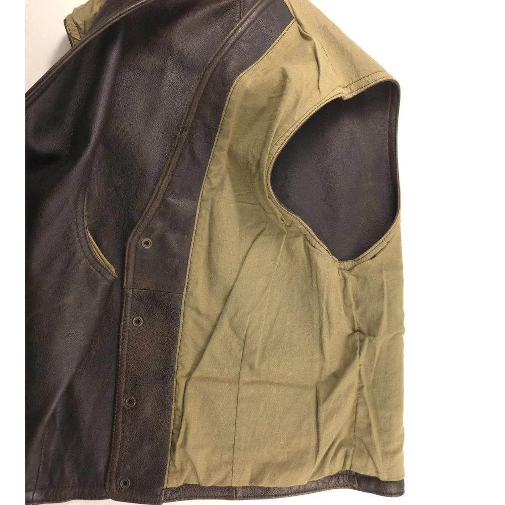 Structure Mens Leather Vest Small Brown Distressed Biker Moto Western‎ Gilet